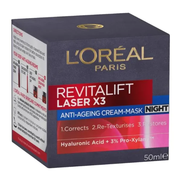 LOreal Paris Revitalift Laser x3 Night Cream | 50mL available at Kozymall in Bangladesh